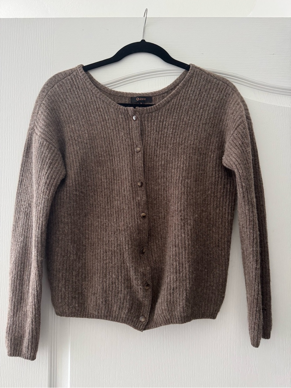 Quince Brown Ribbed Button-Front Cardigan Sweater